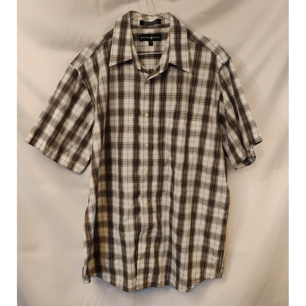 Men's EXTRA LARGE XL Beverly‎ Hills Polo Club Short Sleeve Button Up Plaid Shirt